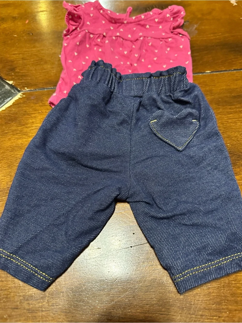 Carter's Pink Heart Print Bodysuit with Navy Leggings
